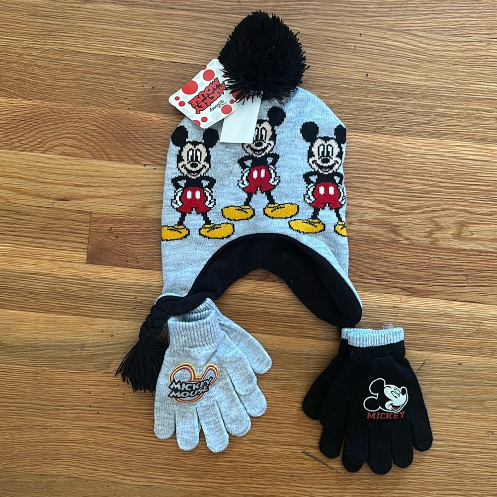 Disney Mickey Mouse kids hat/glove set